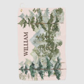 Monogram Waterverf Pijnbos & Mountain Rustic Golfhanddoek (Voorkant)