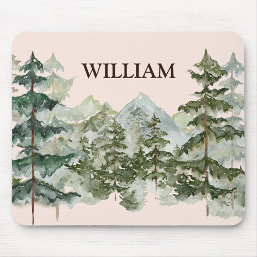 Monogram Waterverf Pijnbos & Mountain Rustic Muismat (Voorkant)