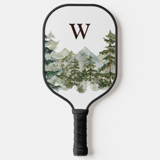Monogram Waterverf Pijnbos & Mountain Rustic Pickleball Paddle (Voorkant)