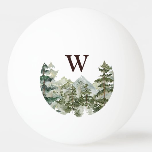 Monogram Waterverf Pijnbos & Mountain Rustic Pingpongbal (Achterkant)