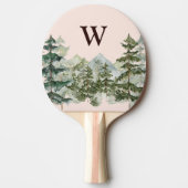 Monogram Waterverf Pijnbos & Mountain Rustic Tafeltennisbatje (Voorkant)