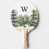 Monogram Waterverf Pijnbos & Mountain Rustic Tafeltennisbatje (Voorkant)