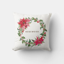 Monogram Waterverf Poinsettia Kerstmis Wreater Kussen