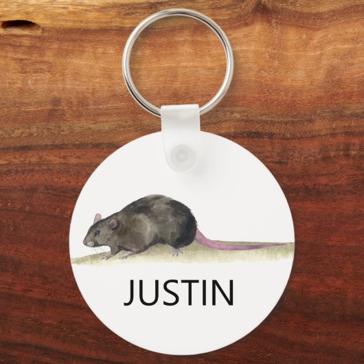 Monogram waterverf Rat Pet Lover Sleutelhanger (Voorkant)