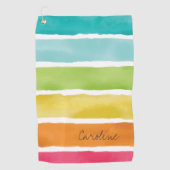 Monogram. Waterverf regenboogkleuren. Golfhanddoek (Voorkant)