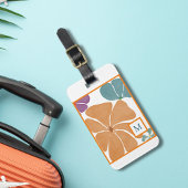 Monogram Waterverf Retro Daisy Bagagelabel