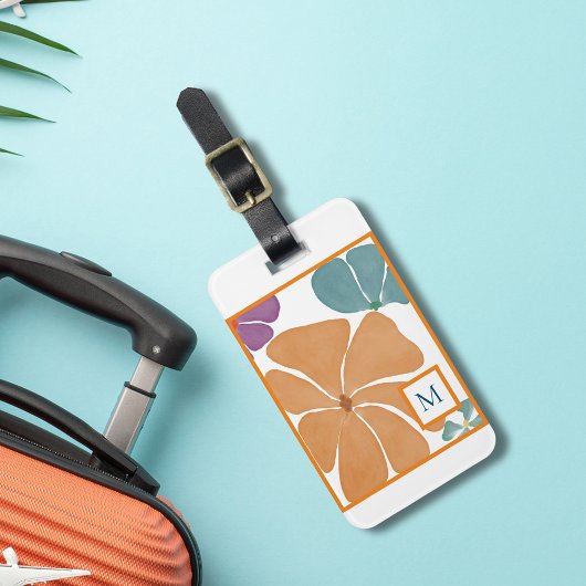 Monogram Waterverf Retro Daisy Bagagelabel