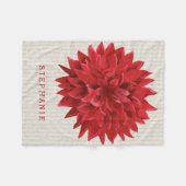 Monogram Waterverf Rode Bloem Fleece Deken (Voorkant (Horizontaal))