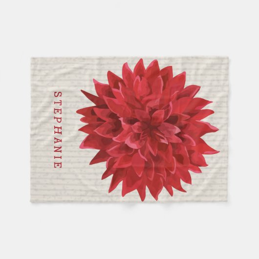 Monogram Waterverf Rode Bloem Fleece Deken (Voorkant (Horizontaal))