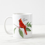 Monogram Waterverf Rode kardinaal vogel Koffiemok (Links)