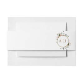 Monogram Waterverf Roos Wreath Wedding Belly Band Uitnodigingen Wikkel