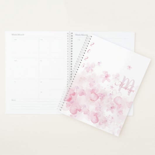 Monogram Waterverf Roze 2025 Bloemenplanner Planner (Display)
