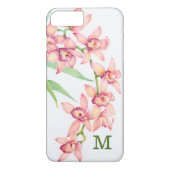 Monogram | Waterverf Roze bloemen Case-Mate iPhone Case (Achterkant)