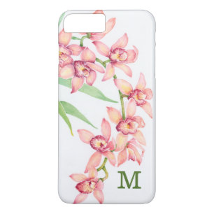 Monogram   Waterverf Roze bloemen Case-Mate iPhone Case