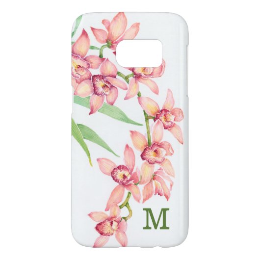 Monogram | Waterverf Roze bloemen Case-Mate Samsung Galaxy Hoesje (Achterkant)