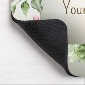 Monogram Waterverf Roze Bloemen Lijst Glanzend Bro Muismat (Hoek)