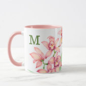 Monogram | Waterverf Roze bloemen Mok (Links)