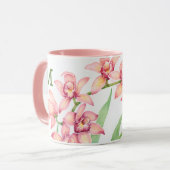 Monogram | Waterverf Roze bloemen Mok (Voorkant links)