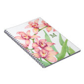 Monogram | Waterverf Roze bloemen Notitieboek (Rechterzijde)