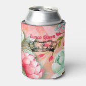 Monogram  Waterverf Roze Bunco Flowers Blikjeskoeler (Blikje Voorkant)