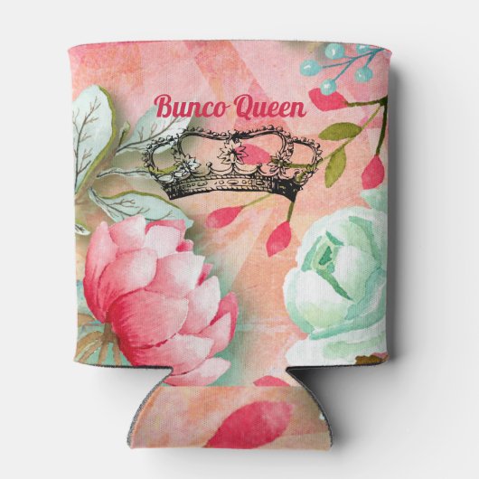 Monogram  Waterverf Roze Bunco Flowers Blikjeskoeler (Achterkant)