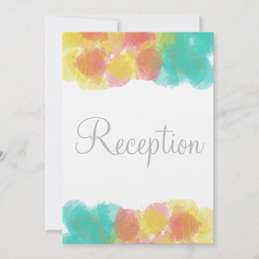 Monogram Waterverf Roze Gele Blauwe Ontvangst Kaart (Voorkant)