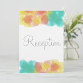 Monogram Waterverf Roze Gele Blauwe Ontvangst Kaart (Staand voorkant)