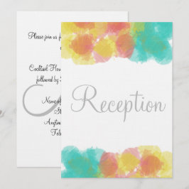 Monogram Waterverf Roze Gele Blauwe Ontvangst Kaart