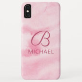 Monogram Waterverf Roze Gepersonaliseerde Naam Case-Mate iPhone Case (Achterkant)