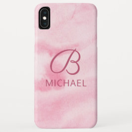 Monogram Waterverf Roze Gepersonaliseerde Naam Case-Mate iPhone Case