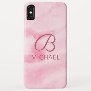 Monogram Waterverf Roze Gepersonaliseerde Naam Case-Mate iPhone Case
