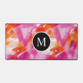 Monogram Waterverf Roze Oranje Abstract Bureaumat (Voorkant)
