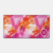 Monogram Waterverf Roze Oranje Abstract Bureaumat (Voorkant)