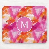 Monogram Waterverf Roze Oranje Abstract Muismat (Voorkant)