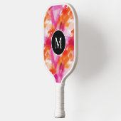 Monogram Waterverf Roze Oranje Abstract Pickleball Paddle (Links)