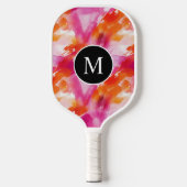 Monogram Waterverf Roze Oranje Abstract Pickleball Paddle (Voorkant)
