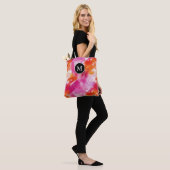 Monogram Waterverf Roze Oranje Abstract Tote Bag (Op model)