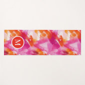Monogram Waterverf Roze Oranje Abstract Yogamat (Voorkant (horizontaal))
