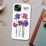 Monogram Waterverf Roze Paarse Floral Case-Mate iPhone Case<br><div class="desc">Deze telefoonbehuizing is voorzien van een waterverf floraal ontwerp in tinten roze en paars. Eenvoudig aan te passen met uw monogram. Omdat we ons eigen kunstwerk creëer,  zal je dit exacte afbeelding niet vinden van andere ontwerpers. Oorspronkelijke Waterverf © Michele Davies.</div>