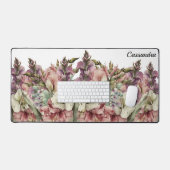 Monogram Waterverf Roze Paarse Wildflower Bureaumat (Keyboard & Muis)