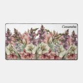 Monogram Waterverf Roze Paarse Wildflower Bureaumat (Voorkant)