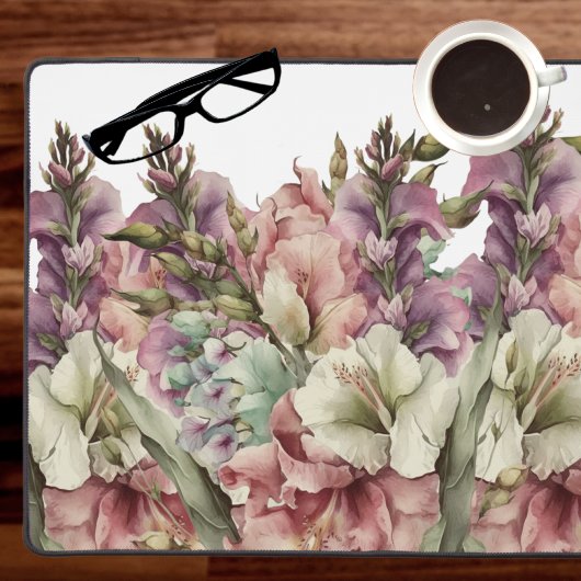 Monogram Waterverf Roze Paarse Wildflower Bureaumat