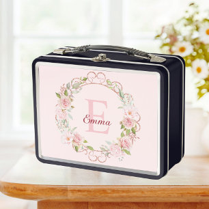 Monogram Waterverf Roze Rozen Bloemen Bloemig