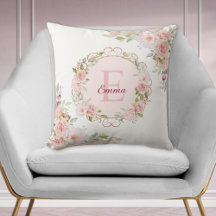 Monogram Waterverf Roze Rozen Bloemen Bloemig