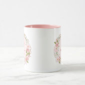 Monogram Waterverf Roze Rozen Bloemen Bloemig Mok (Midden)