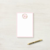 Monogram Waterverf Roze Rozen Bloemen Bloemig Post-it® Notes (Op bureau)