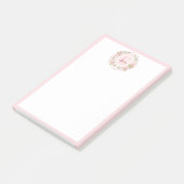 Monogram Waterverf Roze Rozen Bloemen Bloemig Post-it® Notes (Schuin)