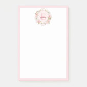 Monogram Waterverf Roze Rozen Bloemen Bloemig Post-it® Notes (Voorkant)