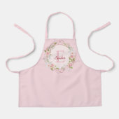 Monogram Waterverf Roze Rozen Bloemen Bloemig Schort (Voorkant)