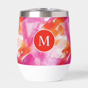 Monogram Waterverf Roze Sinaasappel Abstract